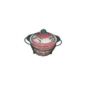 3 Piece Set Temptations Old World Holiday 1 Qt Casserole Trivet Rack 6 3/4"
